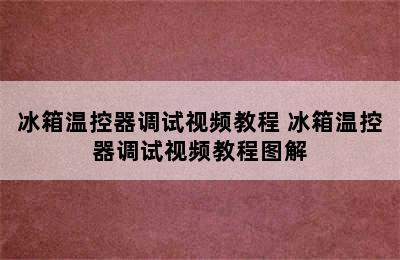 冰箱温控器调试视频教程 冰箱温控器调试视频教程图解